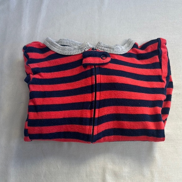 Carter's - Red and Navy Striped Onesie Sleeper with Dinosaur design - Picture 2 of 5